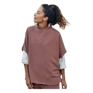 Frank and Eileen Audrey Funnel Neck Capelet Dusty Rose Mauve French Terry Knit O